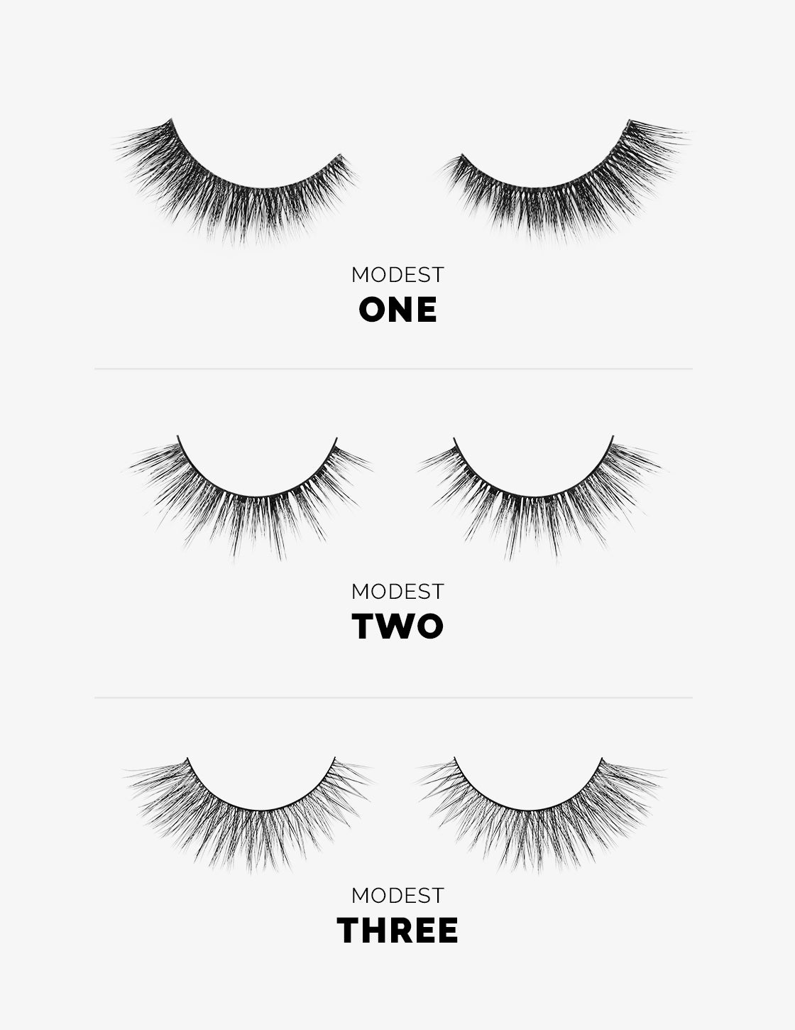 Modest False Lashes / 3 Sizes